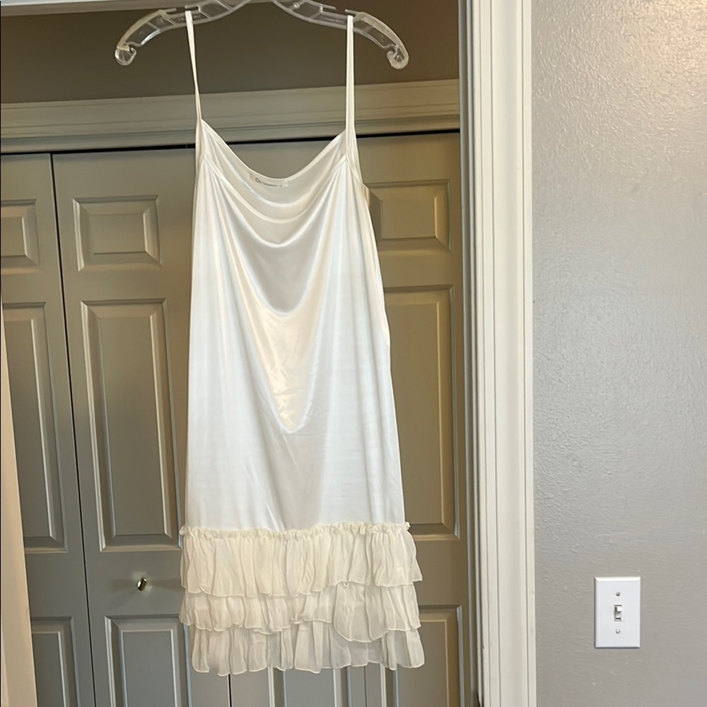 Elegant White Slip with Ruffle Hem